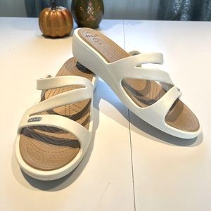 Crocs sandals, white, women’s size 9W